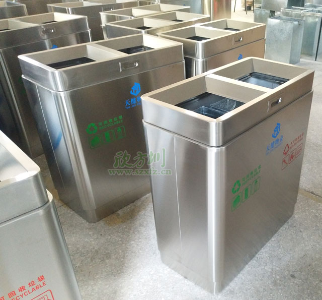 分類(lèi)不銹鋼垃圾桶工廠批量生產(chǎn)圖