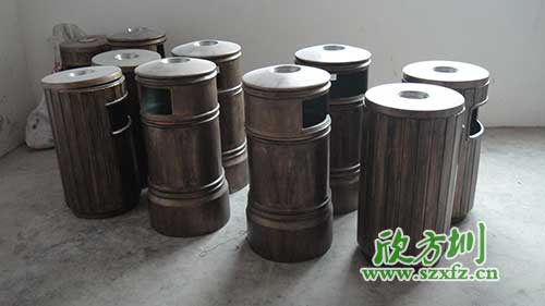  古意盎然，韶關園林仿銅玻璃鋼垃圾桶